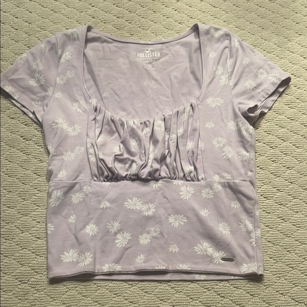 Hollister Gray Ruched Fitted Blouse